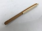 Japanese Paper Folding Fan Sensu Vtg Bamboo Frame Simple Blank Beige 4D884
