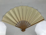 Japanese Paper Folding Fan Sensu Vtg Bamboo Frame Simple Blank Beige 4D884