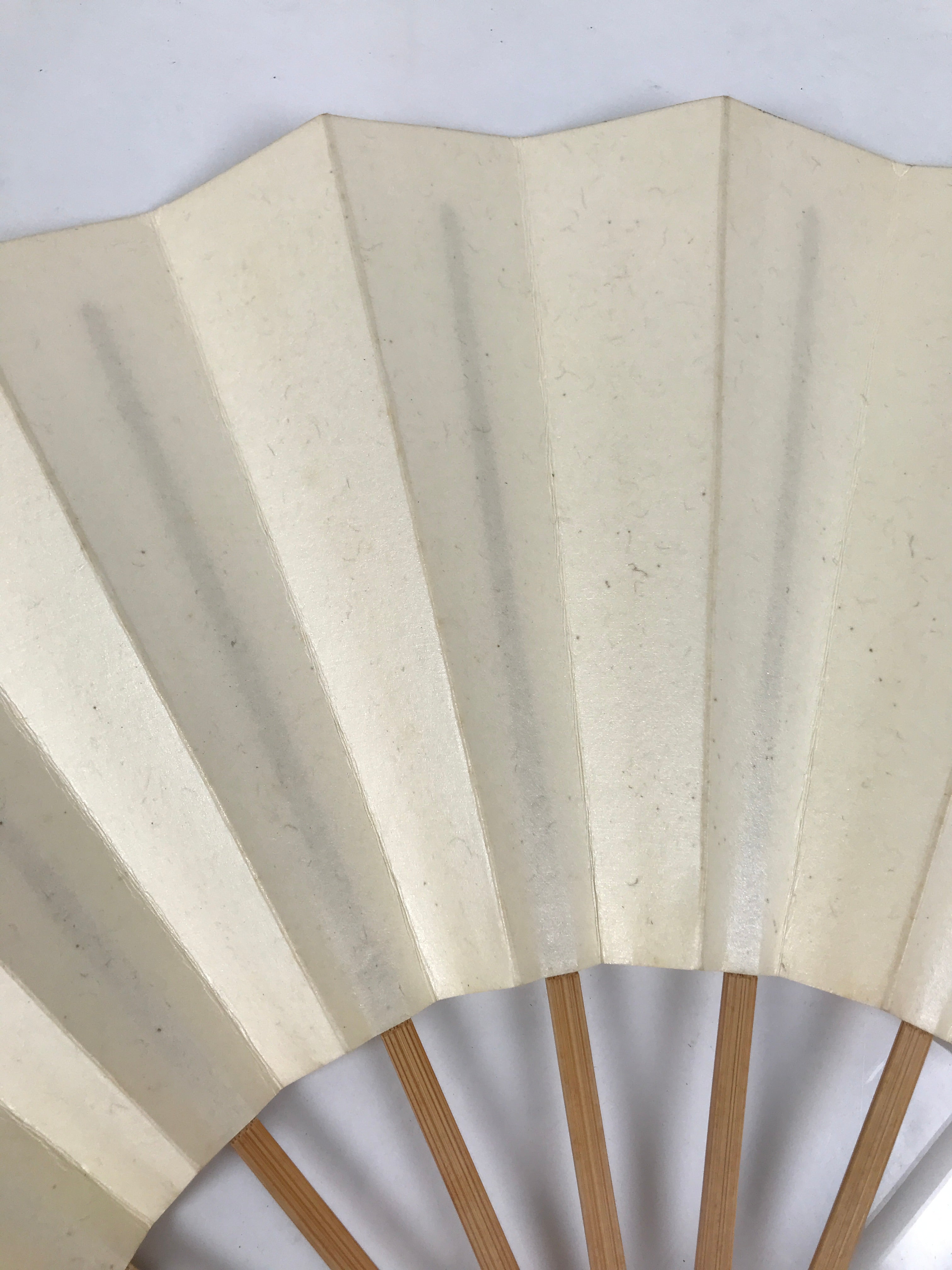 Japanese Paper Folding Fan Sensu Vtg Bamboo Frame Simple Blank Beige 4D890