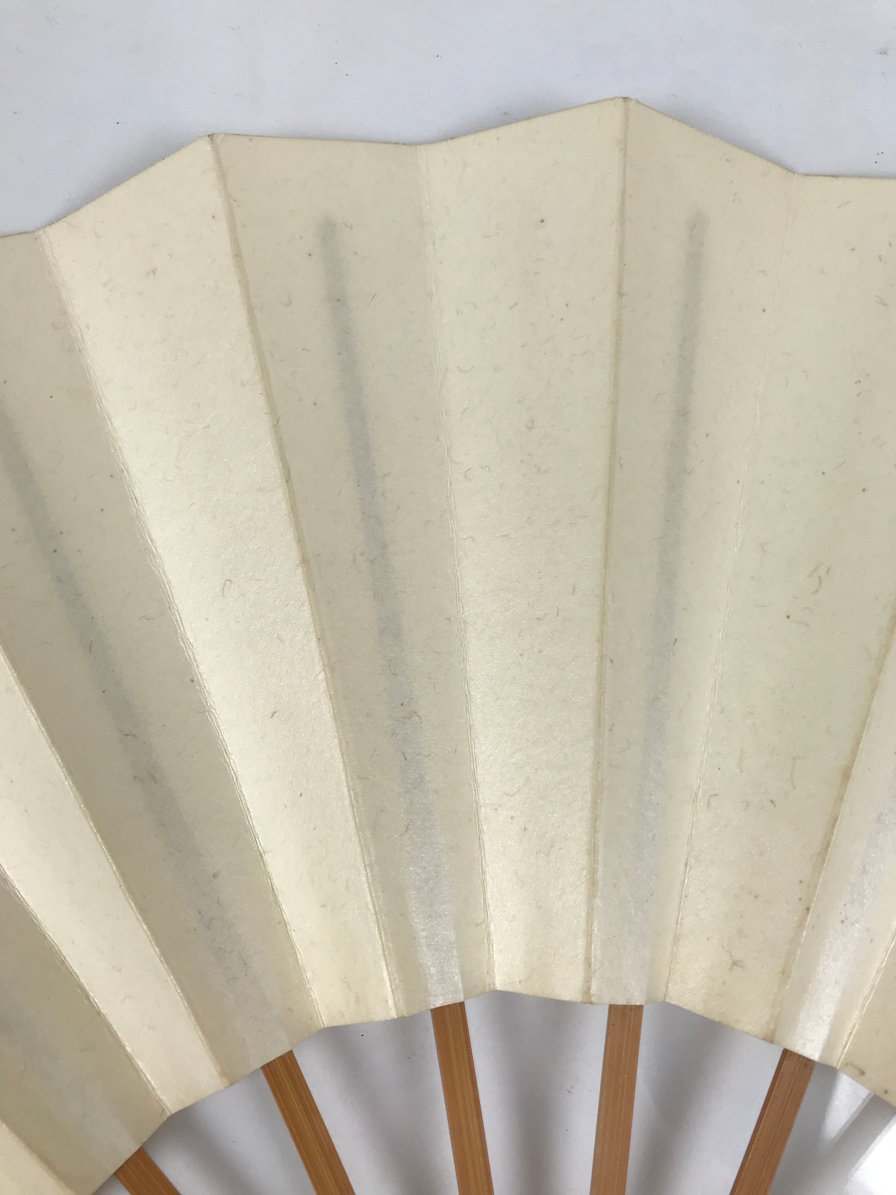 Japanese Paper Folding Fan Sensu Vtg Bamboo Frame Simple Blank Beige 4D890