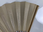 Japanese Paper Folding Fan Sensu Vtg Bamboo Frame Simple Blank Beige Silver 5D11