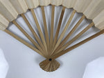 Japanese Paper Folding Fan Sensu Vtg Bamboo Frame Simple Blank Beige Silver 5D11