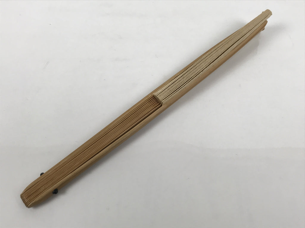 Japanese Paper Folding Fan Sensu Vtg Bamboo Frame Simple Blank Beige Silver 5D11