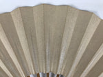 Japanese Paper Folding Fan Sensu Vtg Bamboo Frame Simple Blank Beige Silver 5D11