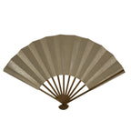 Japanese Paper Folding Fan Sensu Vtg Bamboo Frame Simple Blank Beige Silver 5D11