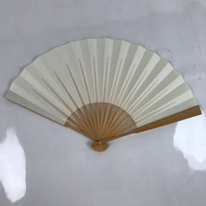 Japanese Paper Folding Fan Sensu Vtg Bamboo Frame Simple Blank White 4D842