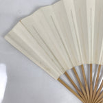 Japanese Paper Folding Fan Sensu Vtg Bamboo Frame Simple Blank White 4D853