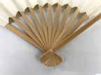 Japanese Paper Folding Fan Sensu Vtg Bamboo Frame Simple Blank White 4D887