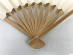 Japanese Paper Folding Fan Sensu Vtg Bamboo Frame Simple Blank White 4D887