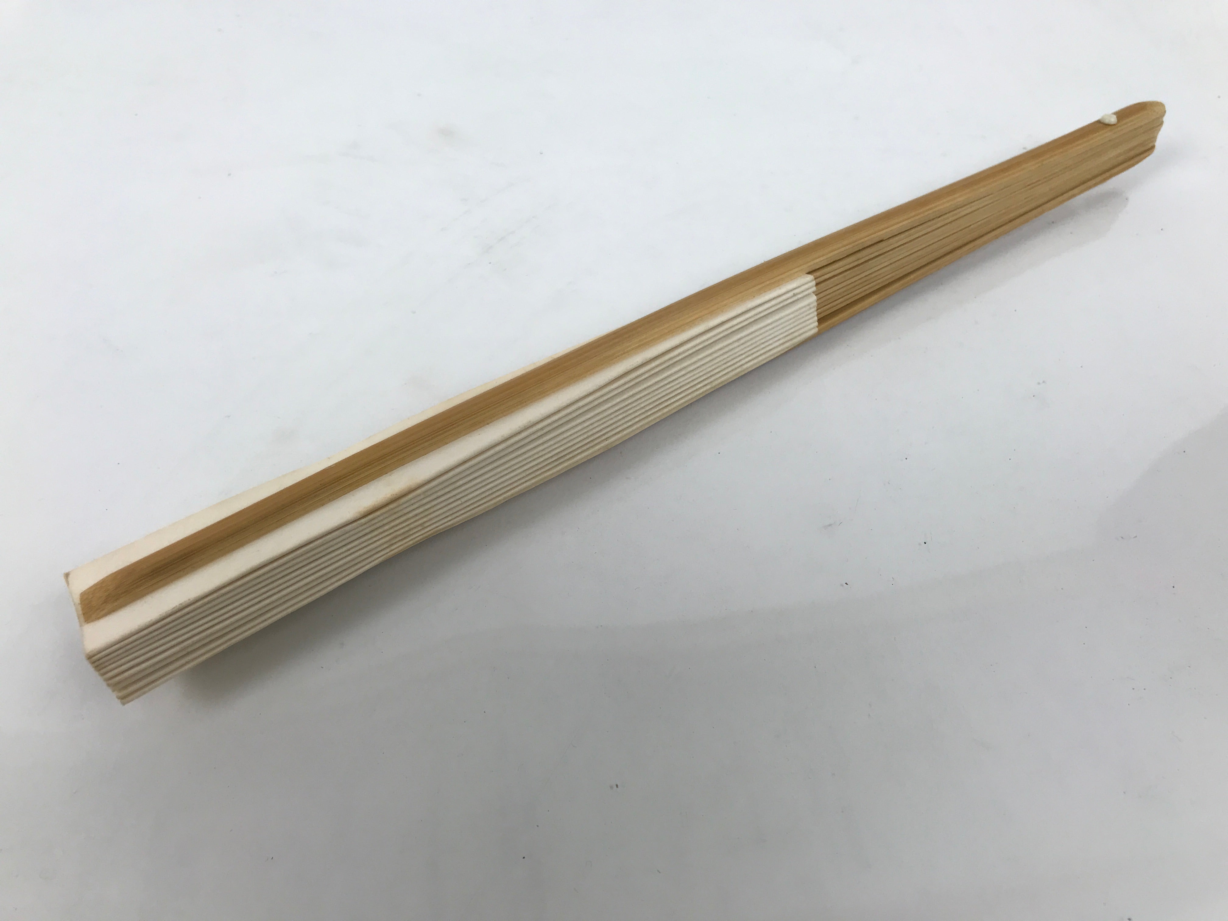 Japanese Paper Folding Fan Sensu Vtg Bamboo Frame Simple Blank White 4D887