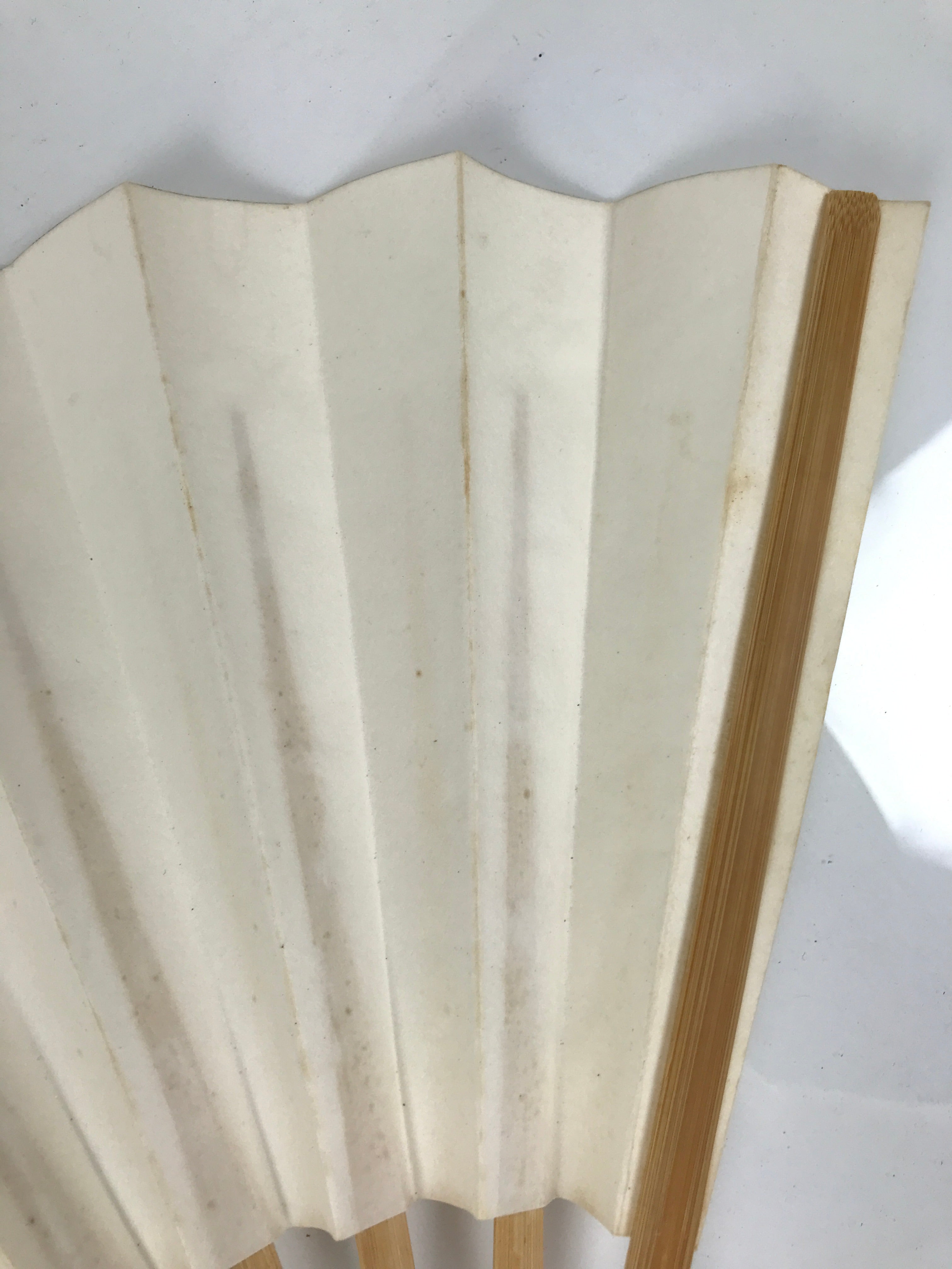 Japanese Paper Folding Fan Sensu Vtg Bamboo Frame Simple Blank White 4D887