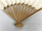 Japanese Paper Folding Fan Sensu Vtg Bamboo Frame Simple Blank White 4D887