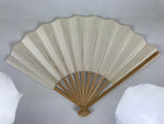 Japanese Paper Folding Fan Sensu Vtg Bamboo Frame Simple Blank White 4D887