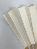 Japanese Paper Folding Fan Sensu Vtg Bamboo Frame Simple Blank White 4D887