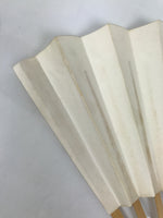 Japanese Paper Folding Fan Sensu Vtg Bamboo Frame Simple Blank White 4D887