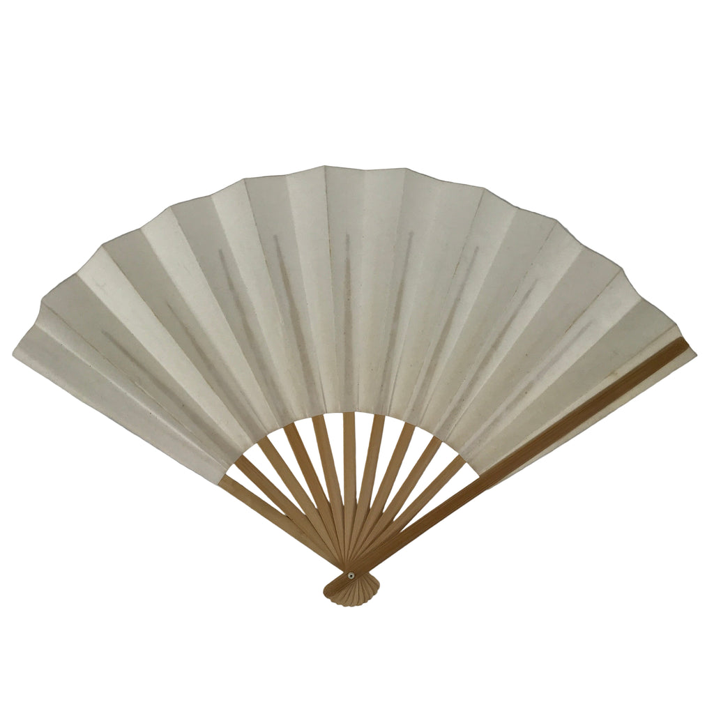 Japanese Paper Folding Fan Sensu Vtg Bamboo Frame Simple Blank White 4D887