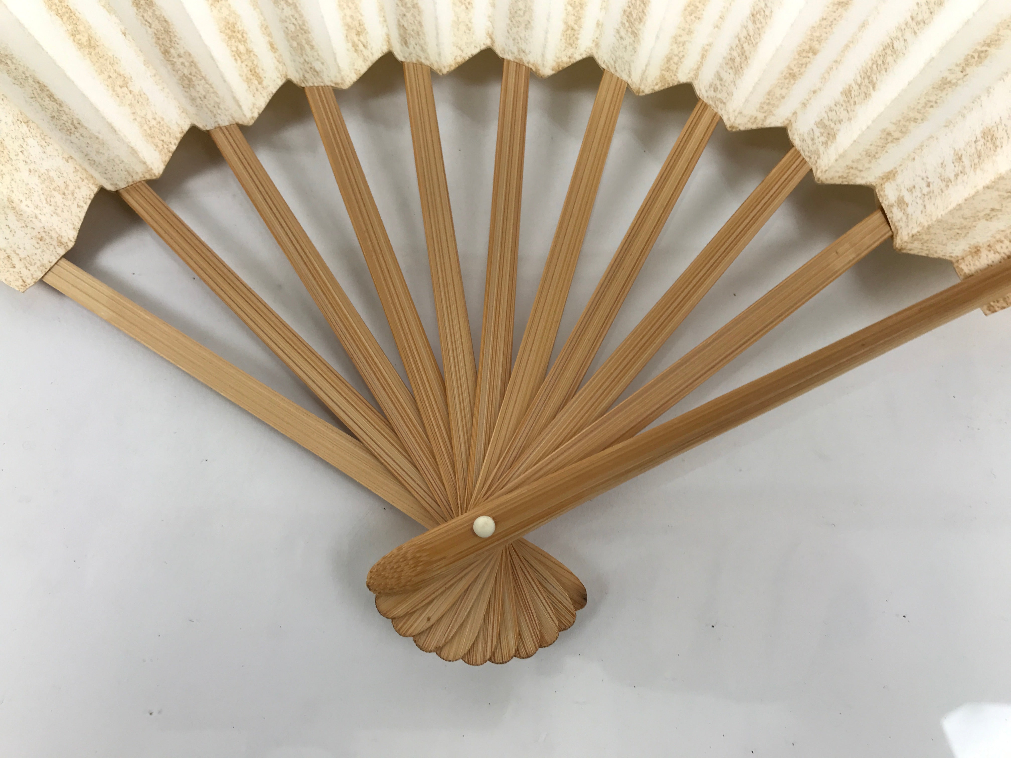 Japanese Paper Folding Fan Sensu Vtg Bamboo Frame Simple Blank White 4D888