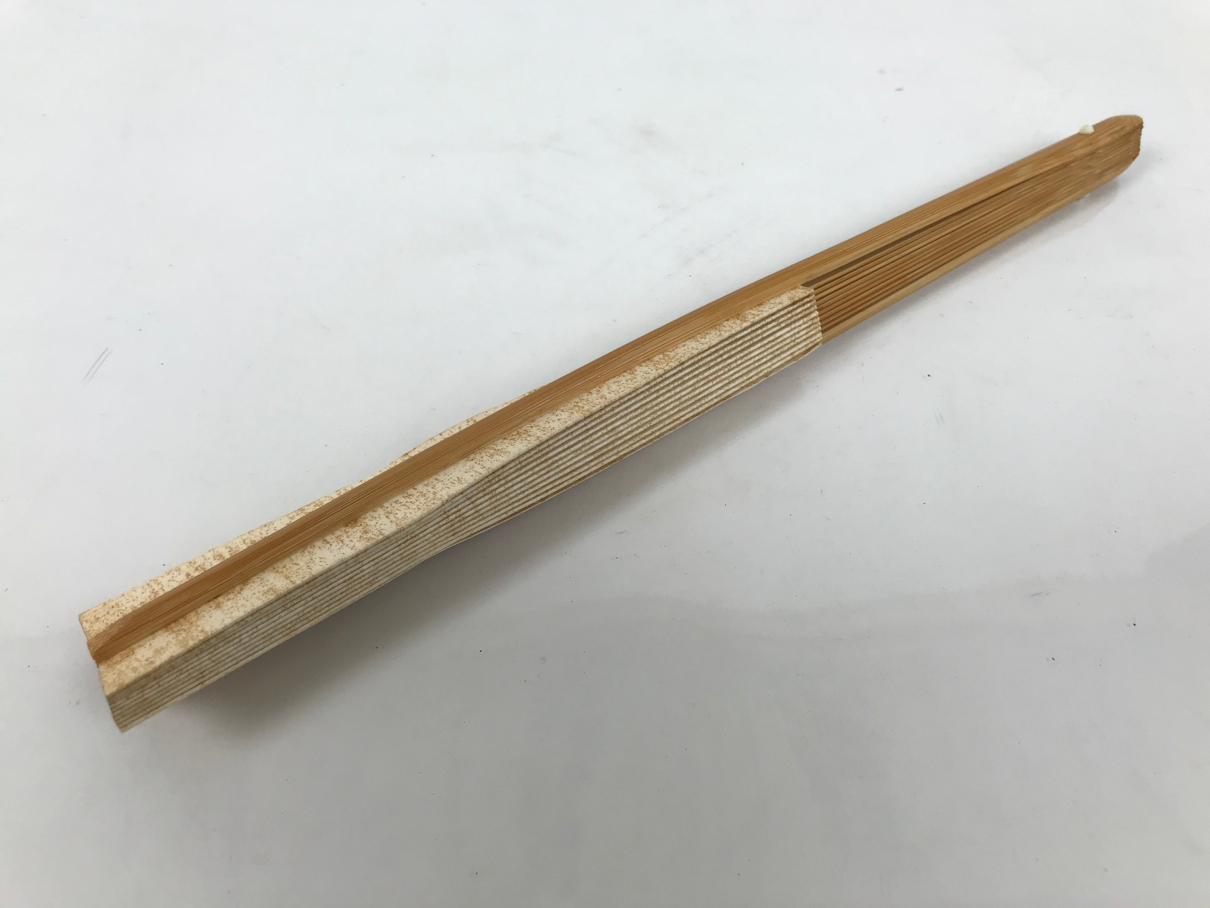 Japanese Paper Folding Fan Sensu Vtg Bamboo Frame Simple Blank White 4D888