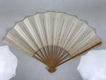 Japanese Paper Folding Fan Sensu Vtg Bamboo Frame Simple Blank White 4D888