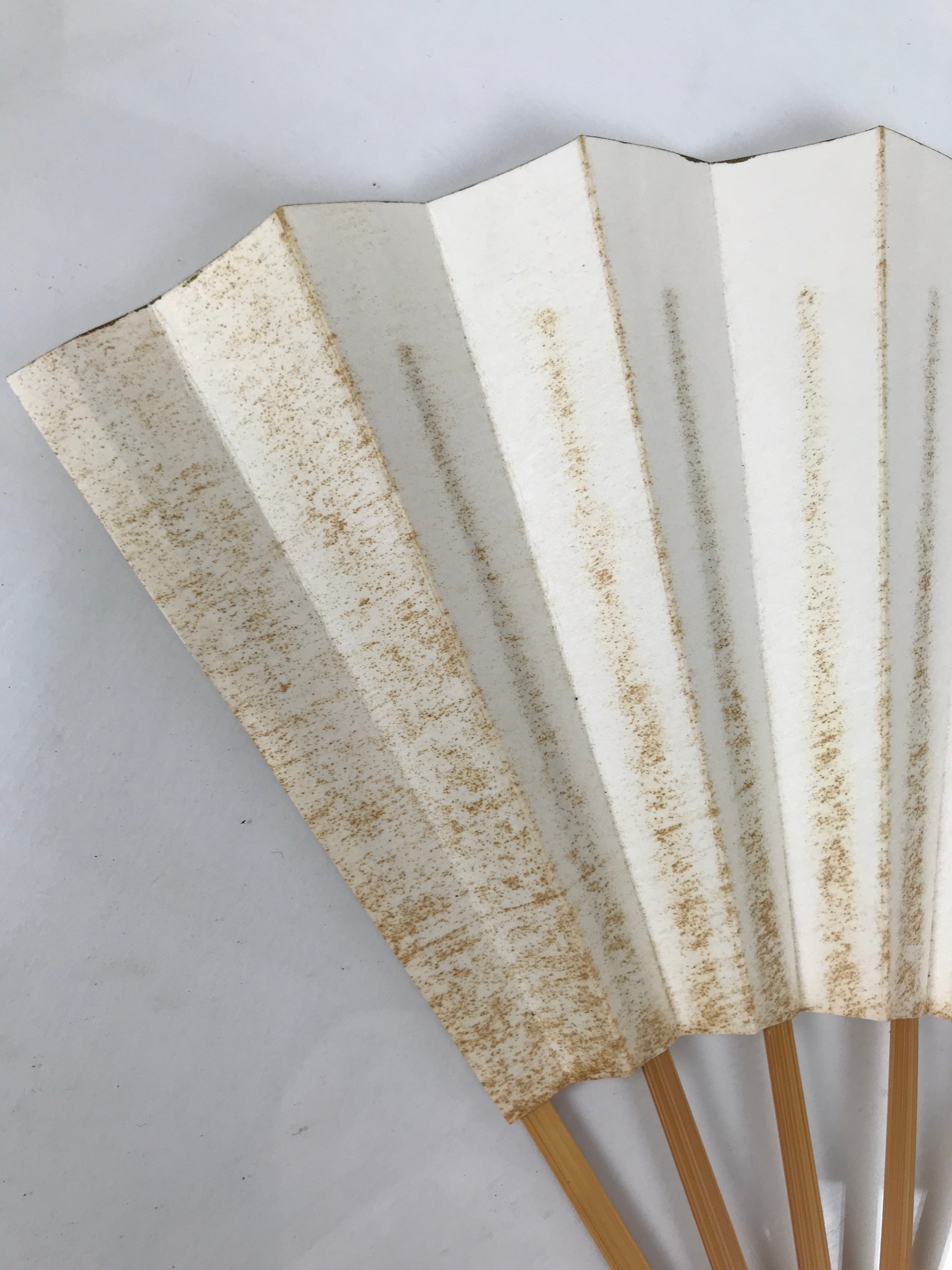 Japanese Paper Folding Fan Sensu Vtg Bamboo Frame Simple Blank White 4D888
