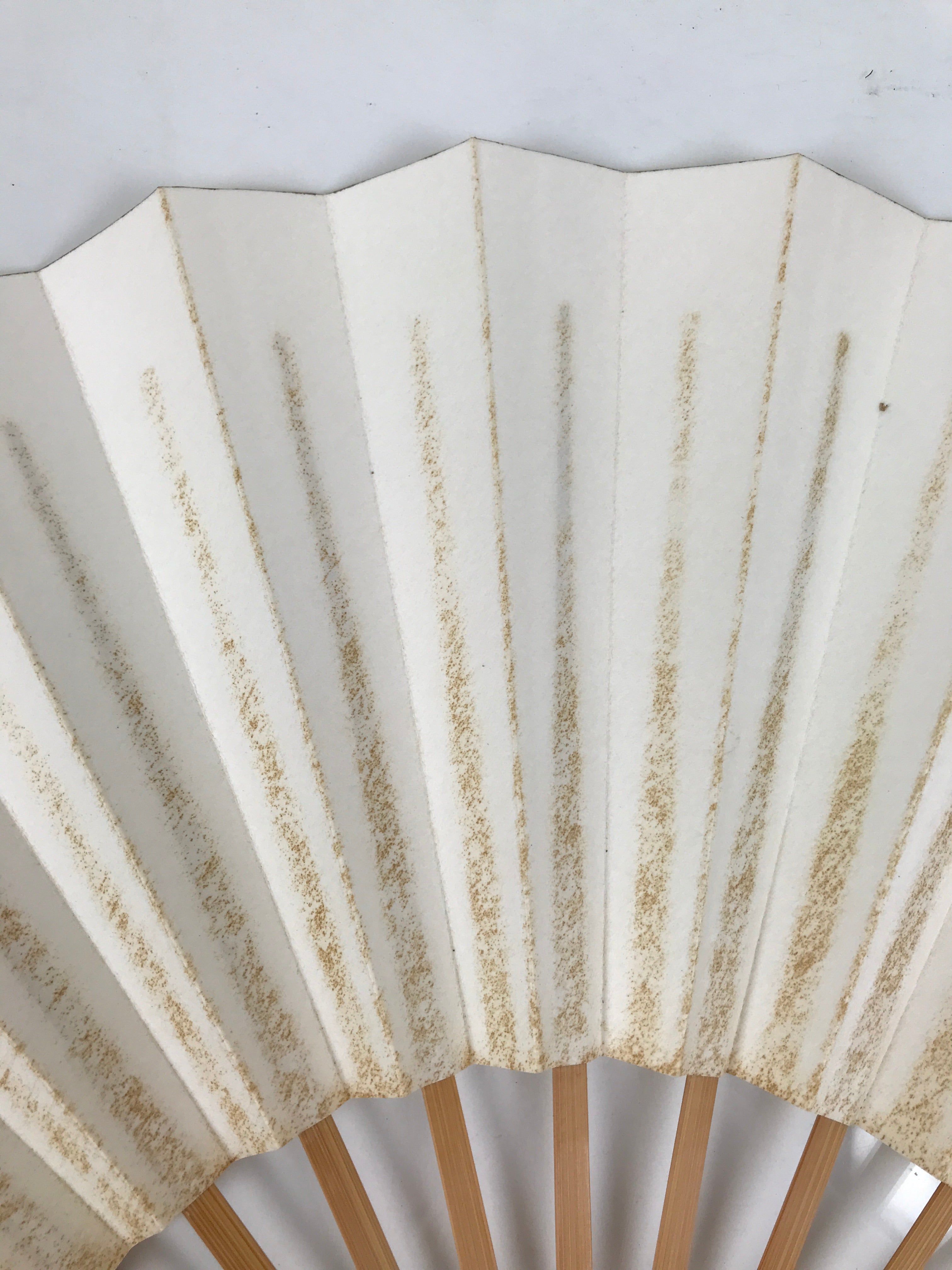 Japanese Paper Folding Fan Sensu Vtg Bamboo Frame Simple Blank White 4D888