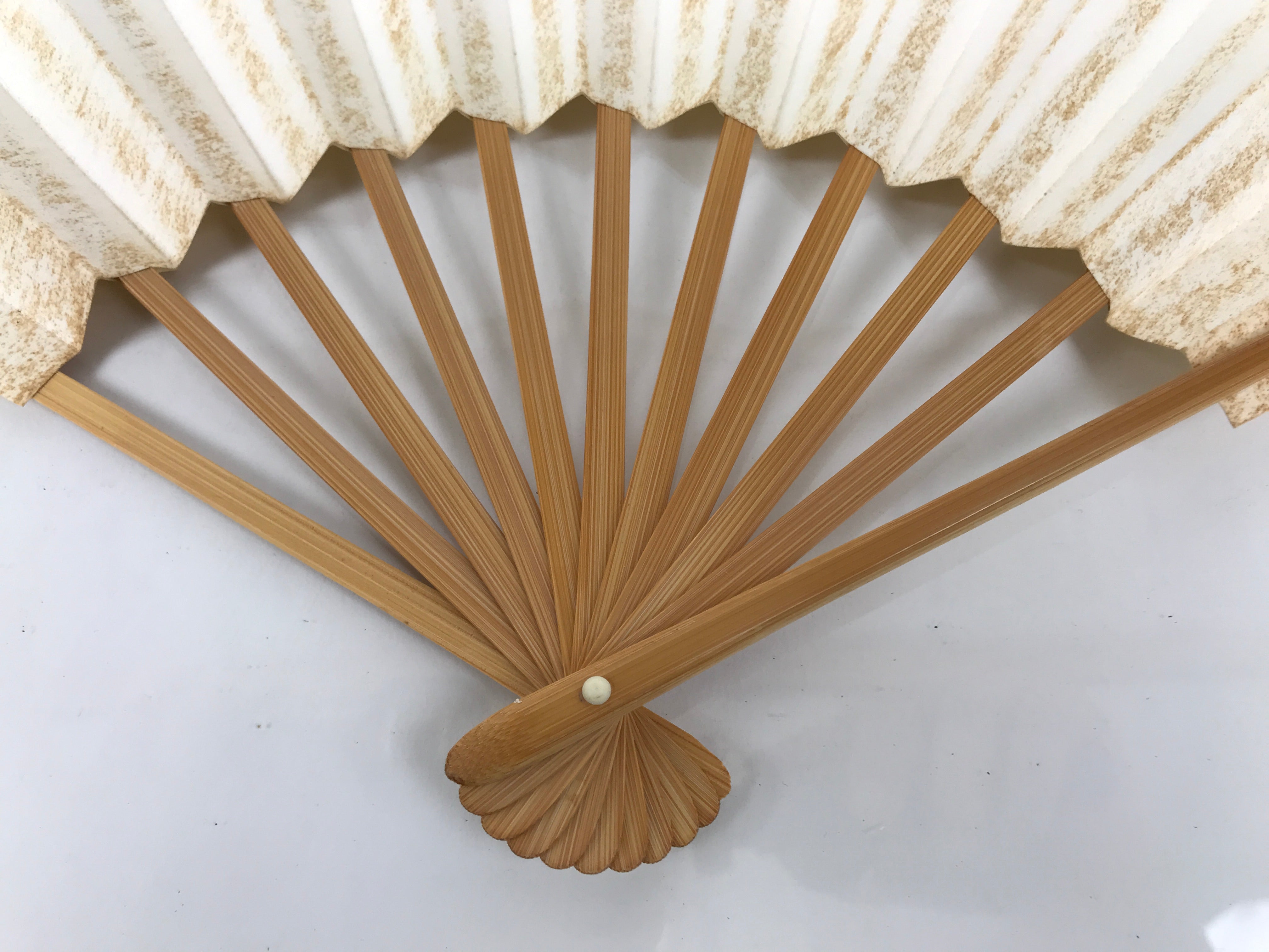 Japanese Paper Folding Fan Sensu Vtg Bamboo Frame Simple Blank White 4D888