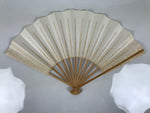 Japanese Paper Folding Fan Sensu Vtg Bamboo Frame Simple Blank White 4D888