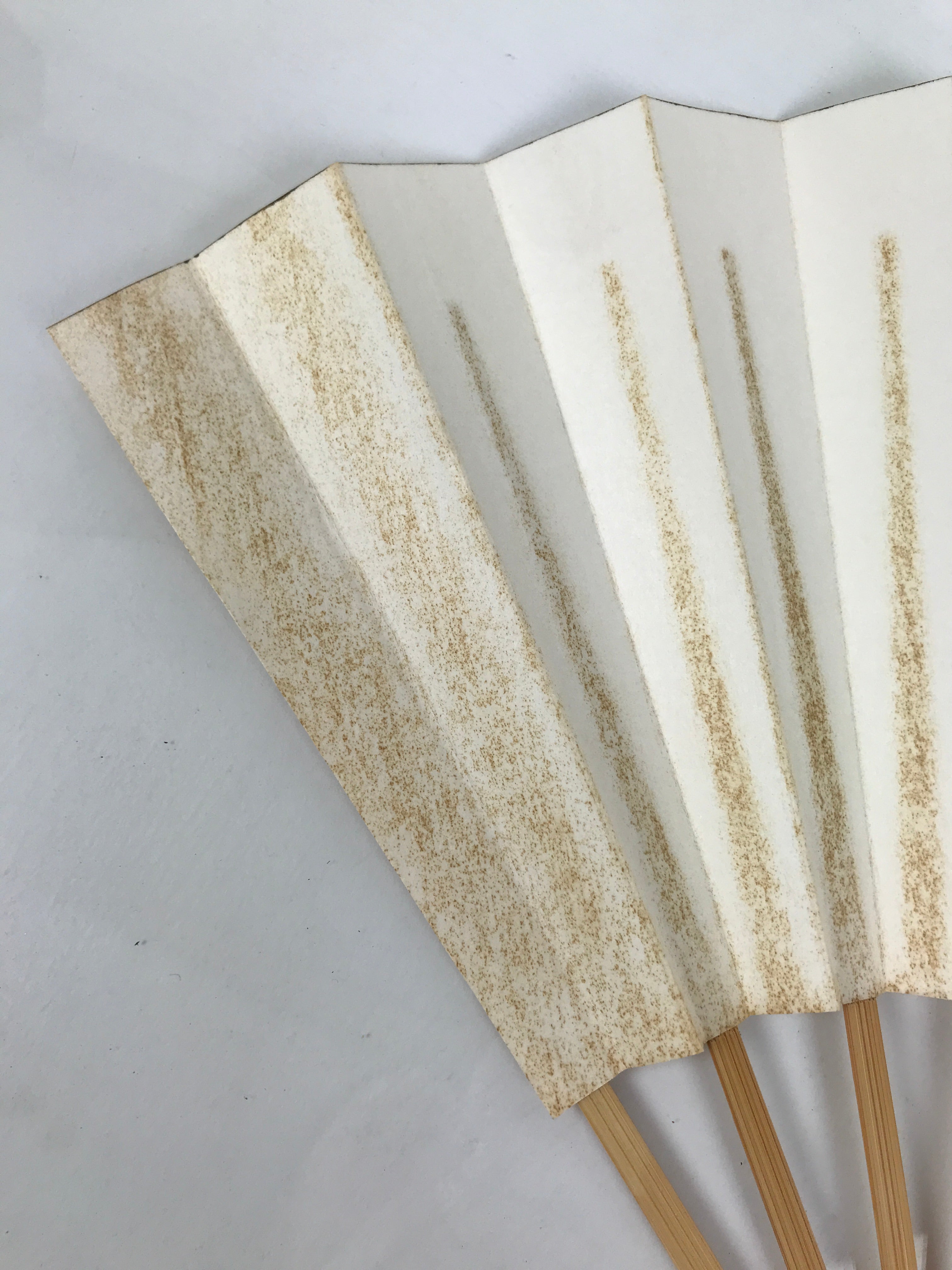 Japanese Paper Folding Fan Sensu Vtg Bamboo Frame Simple Blank White 4D888