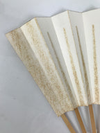 Japanese Paper Folding Fan Sensu Vtg Bamboo Frame Simple Blank White 4D888