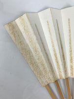 Japanese Paper Folding Fan Sensu Vtg Bamboo Frame Simple Blank White 4D888