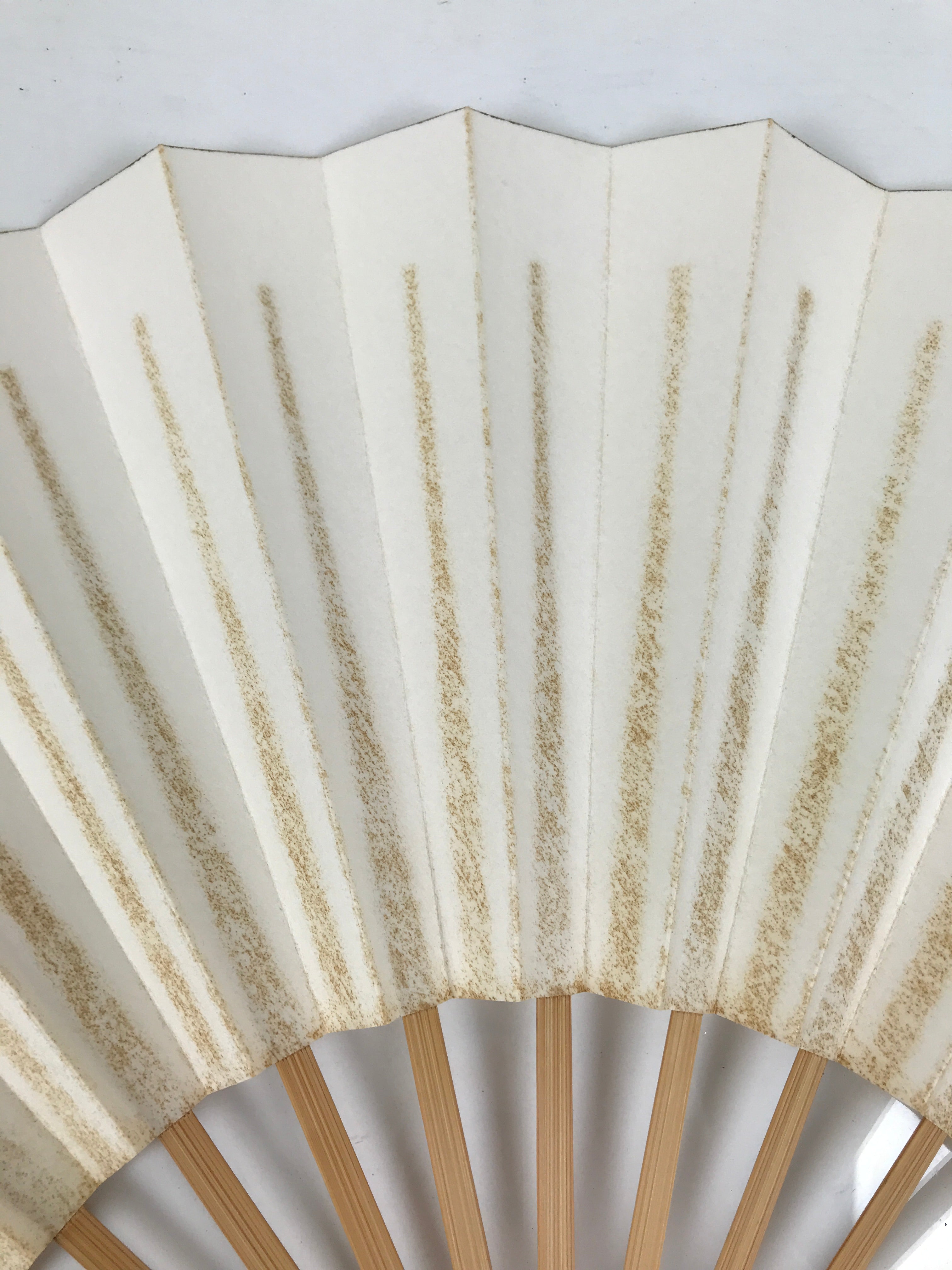 Japanese Paper Folding Fan Sensu Vtg Bamboo Frame Simple Blank White 4D888