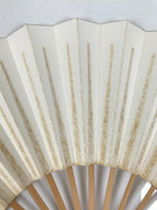 Japanese Paper Folding Fan Sensu Vtg Bamboo Frame Simple Blank White 4D888