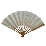 Japanese Paper Folding Fan Sensu Vtg Bamboo Frame Simple Blank White 4D888