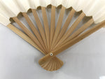 Japanese Paper Folding Fan Sensu Vtg Bamboo Frame Simple Blank White 4D889