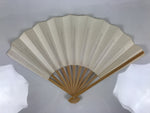 Japanese Paper Folding Fan Sensu Vtg Bamboo Frame Simple Blank White 4D889