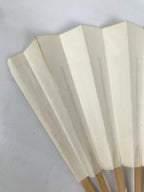 Japanese Paper Folding Fan Sensu Vtg Bamboo Frame Simple Blank White 4D889