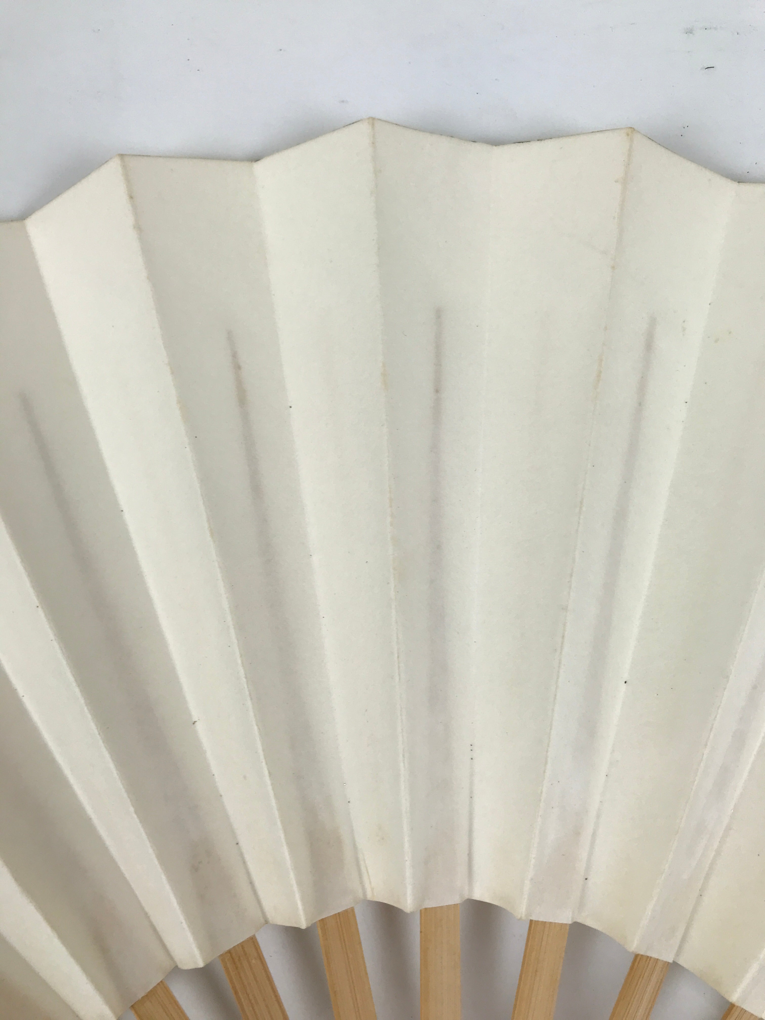 Japanese Paper Folding Fan Sensu Vtg Bamboo Frame Simple Blank White 4D889