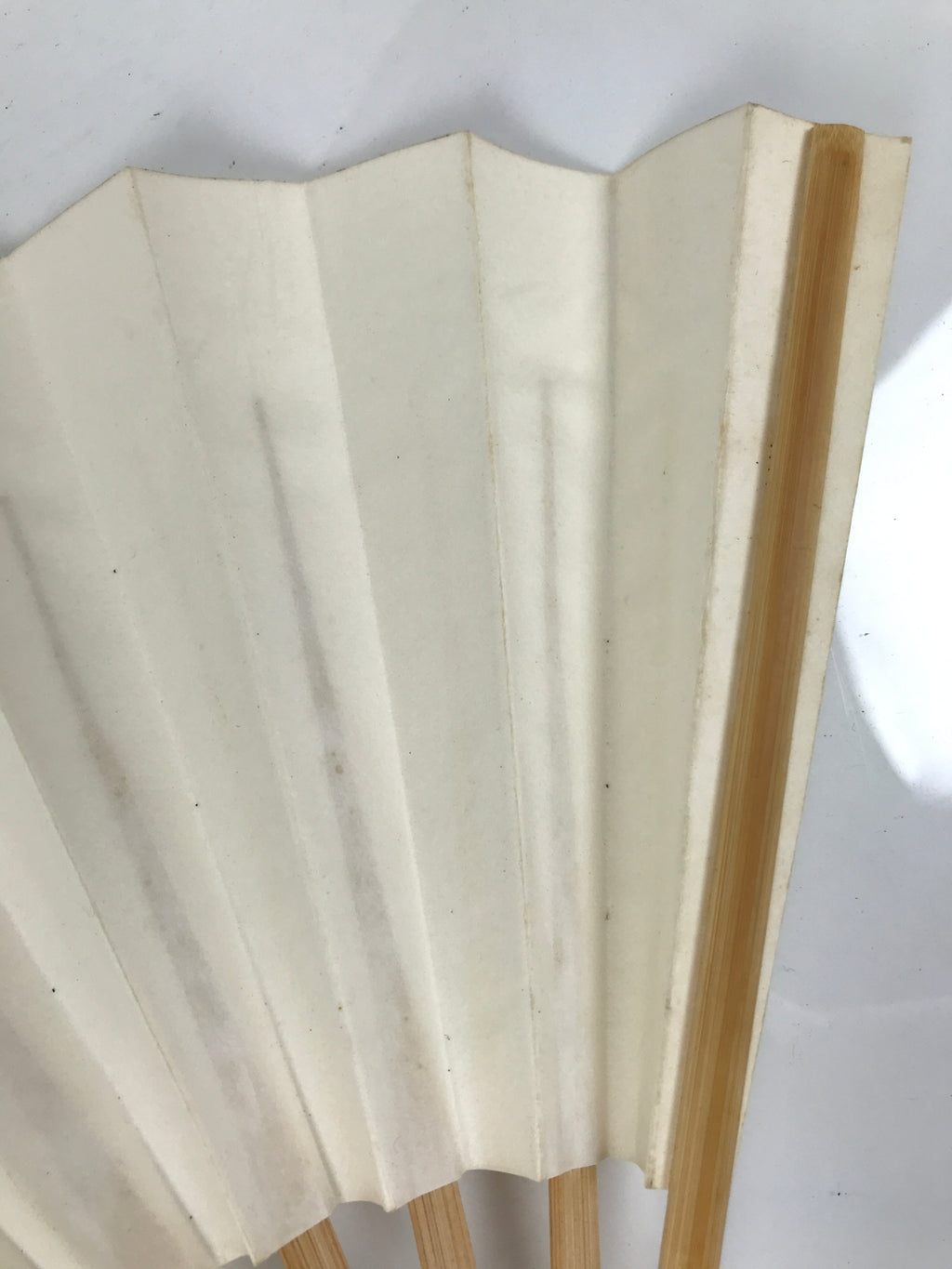 Japanese Paper Folding Fan Sensu Vtg Bamboo Frame Simple Blank White 4D889