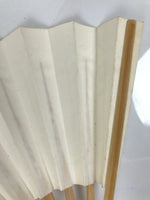 Japanese Paper Folding Fan Sensu Vtg Bamboo Frame Simple Blank White 4D889