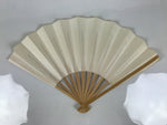 Japanese Paper Folding Fan Sensu Vtg Bamboo Frame Simple Blank White 4D889