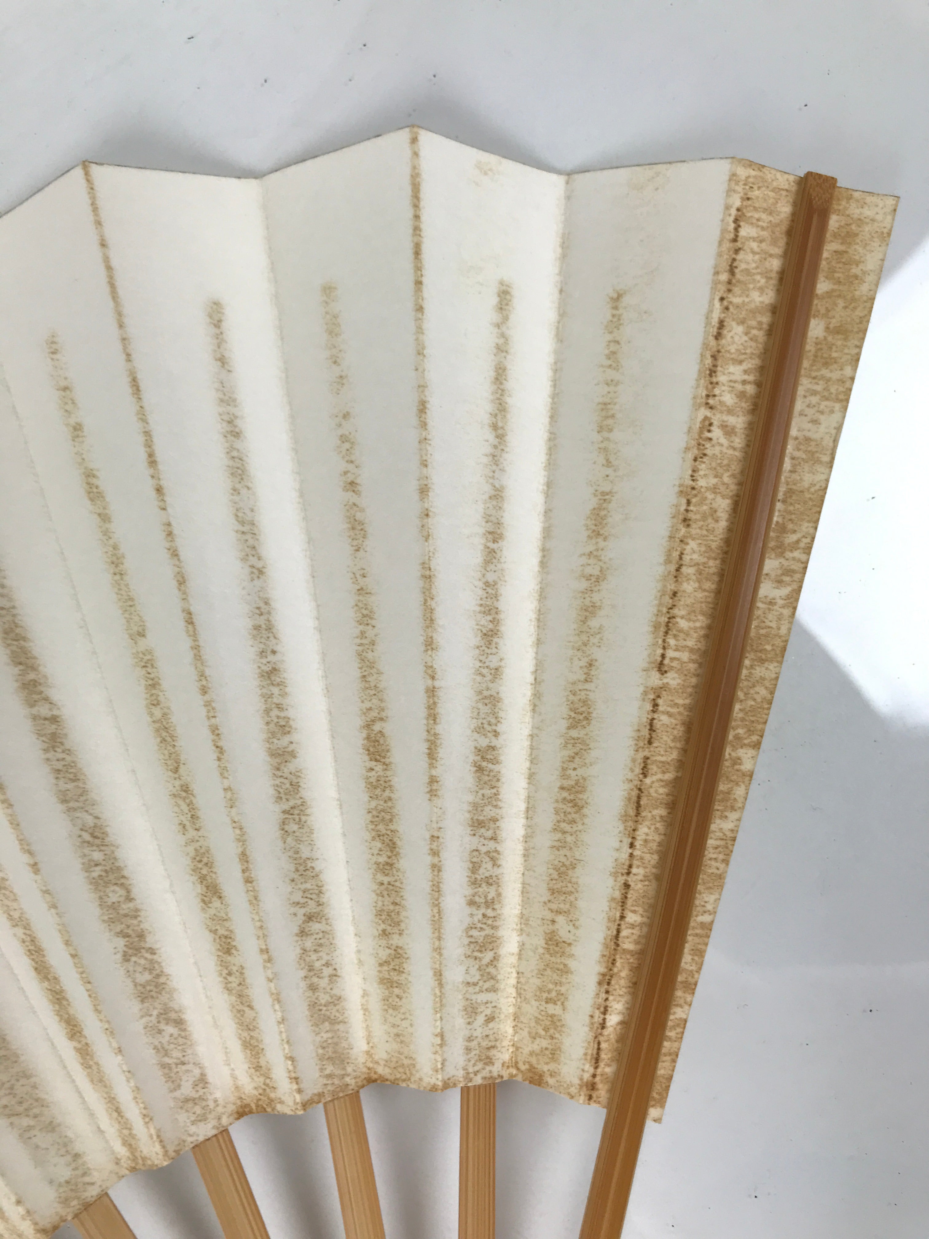 Japanese Paper Folding Fan Sensu Vtg Bamboo Frame Simple Blank White 4D891