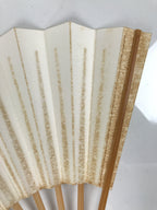 Japanese Paper Folding Fan Sensu Vtg Bamboo Frame Simple Blank White 4D891