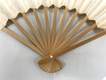 Japanese Paper Folding Fan Sensu Vtg Bamboo Frame Simple Blank White 4D891