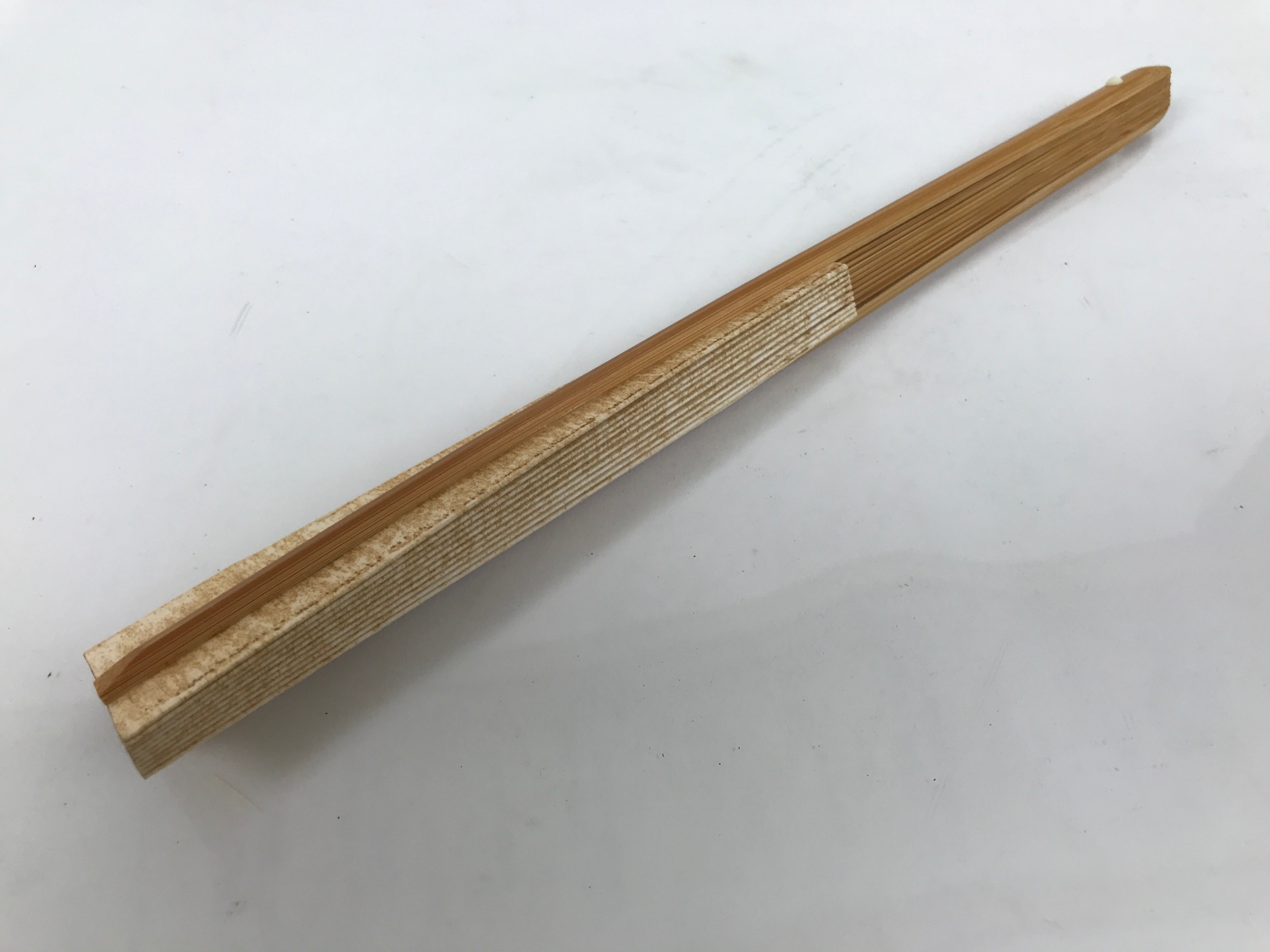 Japanese Paper Folding Fan Sensu Vtg Bamboo Frame Simple Blank White 4D891