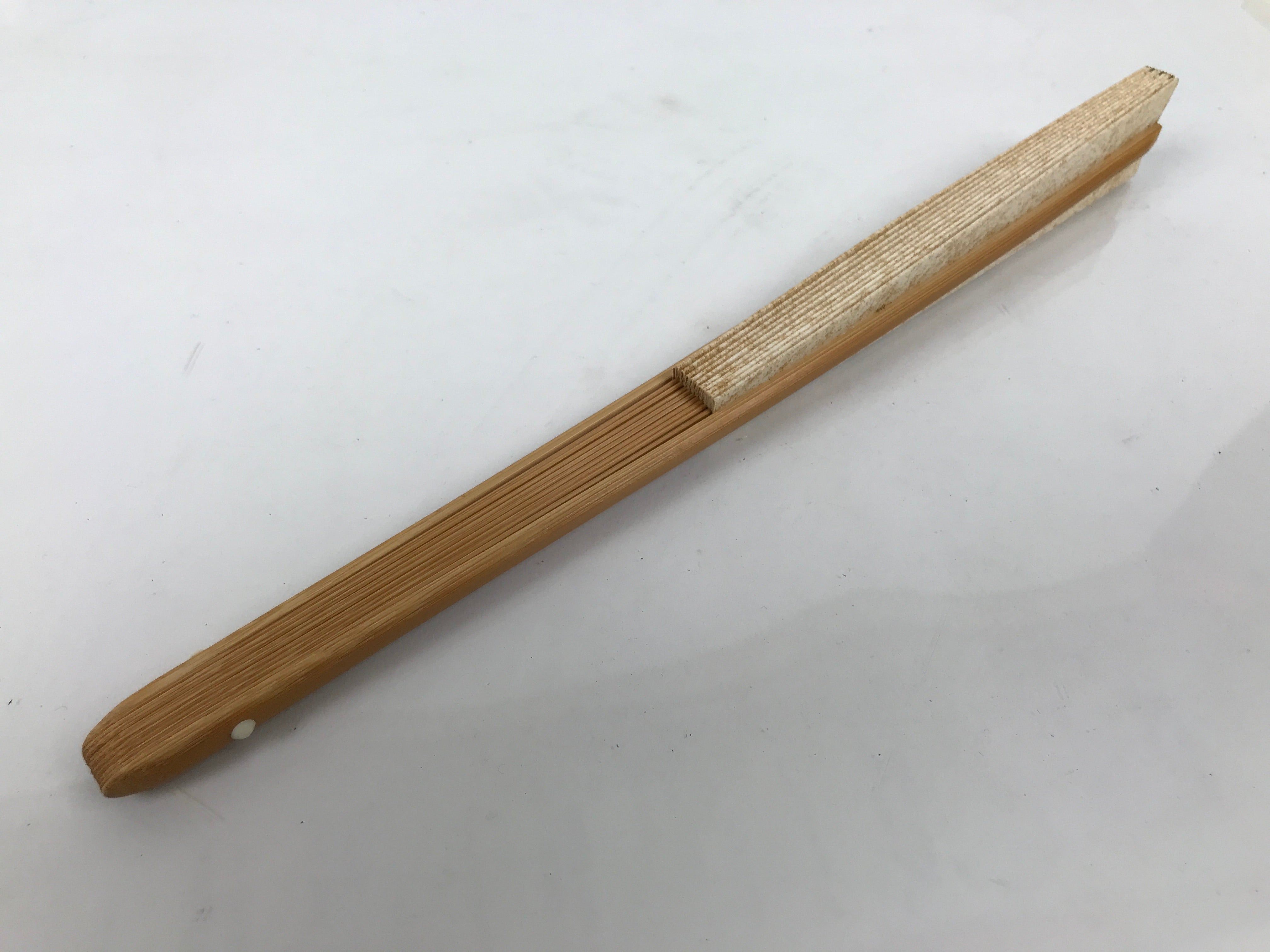 Japanese Paper Folding Fan Sensu Vtg Bamboo Frame Simple Blank White 4D891