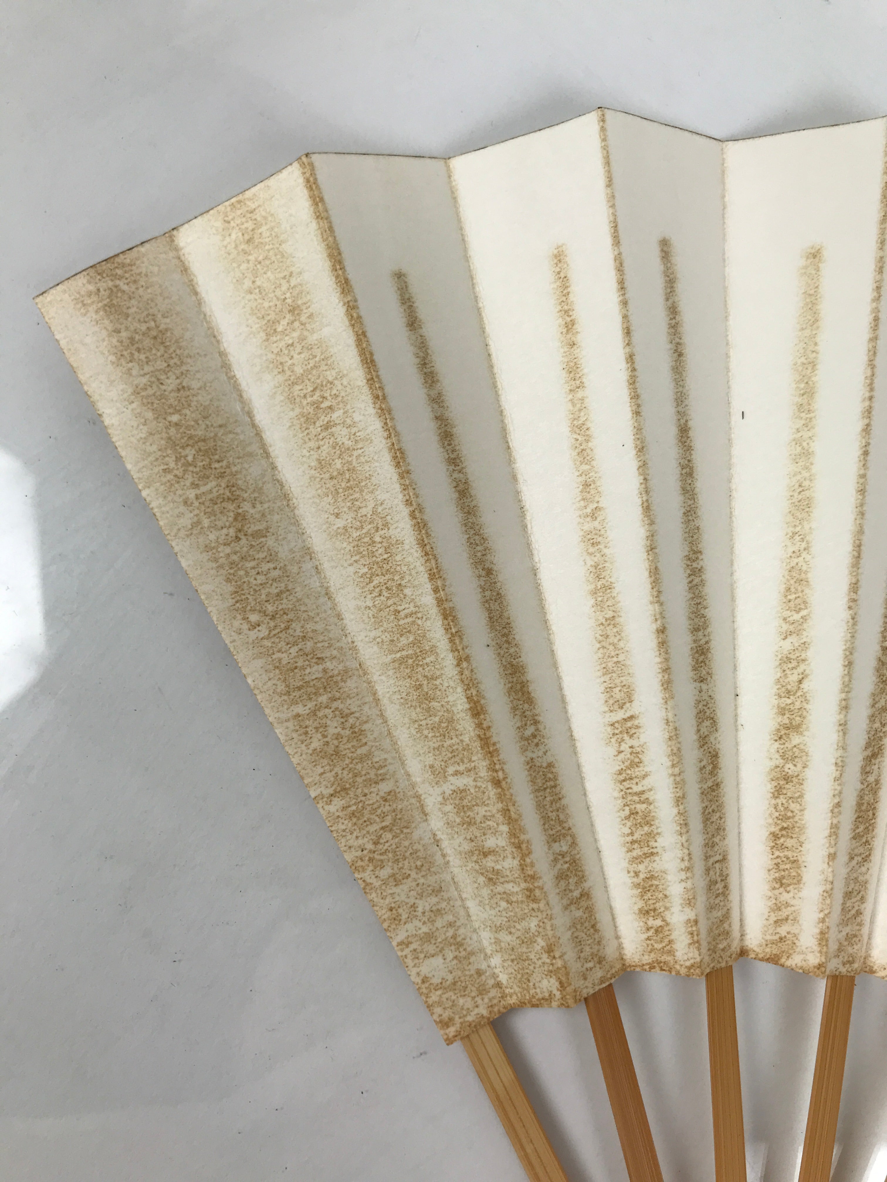 Japanese Paper Folding Fan Sensu Vtg Bamboo Frame Simple Blank White 4D891