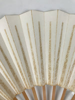 Japanese Paper Folding Fan Sensu Vtg Bamboo Frame Simple Blank White 4D891