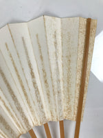 Japanese Paper Folding Fan Sensu Vtg Bamboo Frame Simple Blank White 4D891