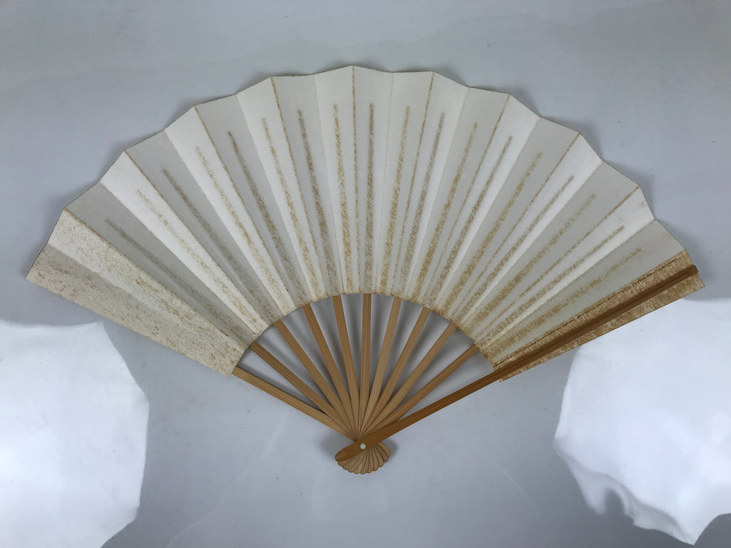 Japanese Paper Folding Fan Sensu Vtg Bamboo Frame Simple Blank White 4D891