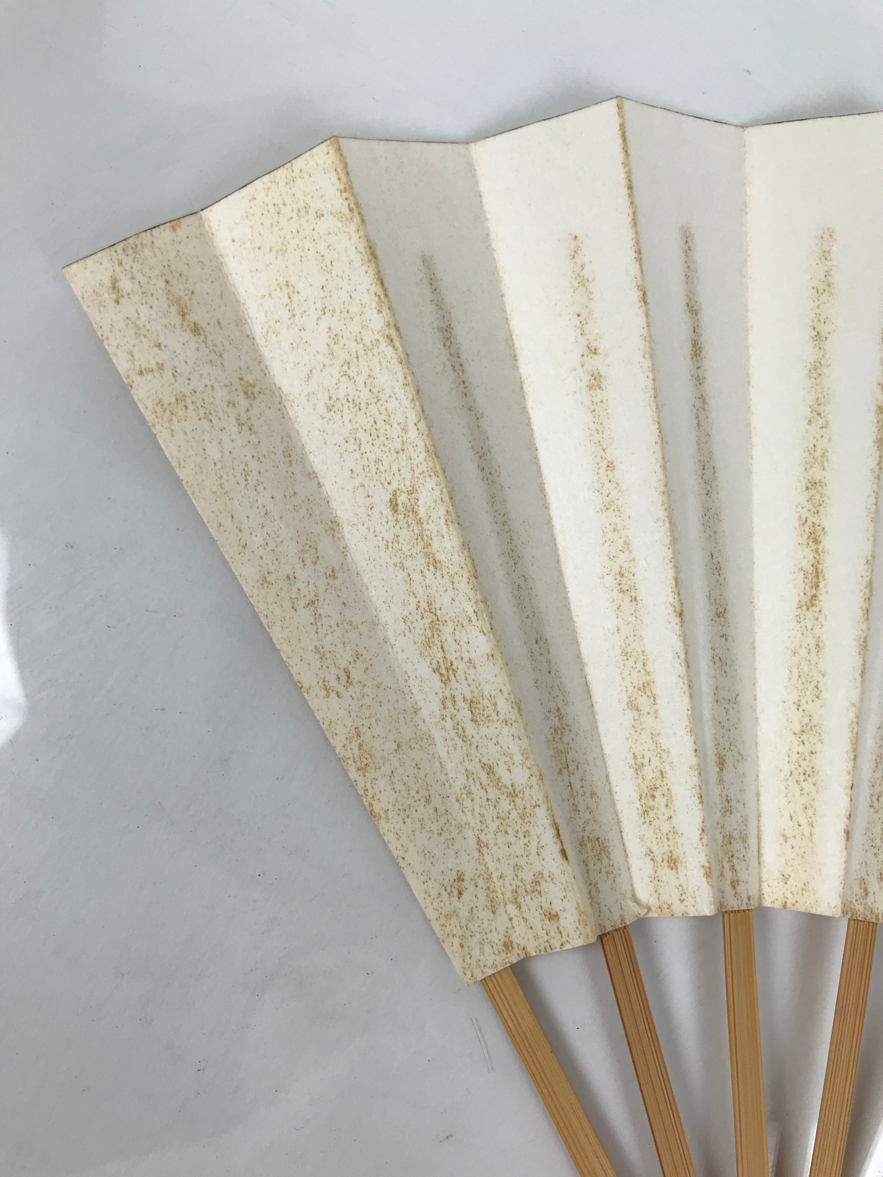 Japanese Paper Folding Fan Sensu Vtg Bamboo Frame Simple Blank White 4D891